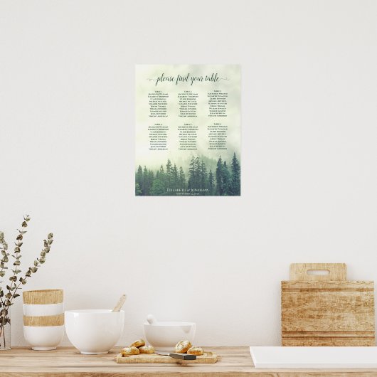 Rustic Green Forest 6 Tableau Mariage Sièges (Cuisine)