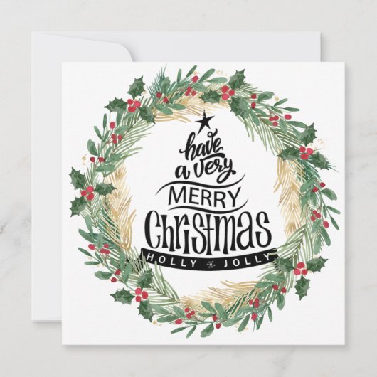 Rustic Green Fun Script Waterverf Greenery Simple Feestdagenkaart (Voorkant)