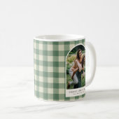 Rustic Green Gingham Arch Foto Moderne Kerst Koffiemok (Voorkant rechts)