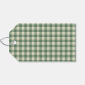 Rustic Green Gingham Modern Kerstmis Cadeaulabel (Achterkant Horizontaal)
