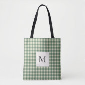 Rustic Green Gingham Modern Kerstmis Draagtas (Voorkant)