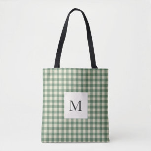 Rustic Green Gingham Modern Kerstmis Draagtas