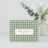 Rustic Green Gingham Modern Kerstmis Feestdagenkaart (Staand voorkant)