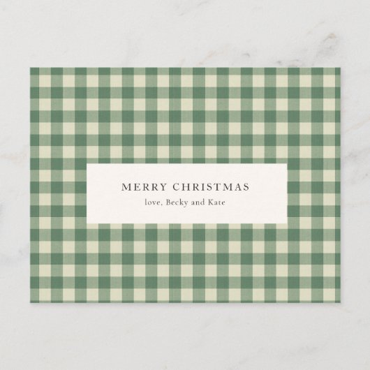 Rustic Green Gingham Modern Kerstmis Feestdagenkaart (Voorkant)
