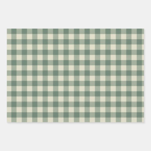 Rustic Green Gingham Modern Kerstmis Inpakpapier Vel (Voorkant 2)
