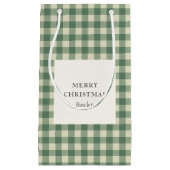 Rustic Green Gingham Modern Kerstmis Klein Cadeauzakje (Voorkant)
