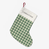 Rustic Green Gingham Modern Kerstmis Kleine Kerstsok (Voorkant (Hangend))
