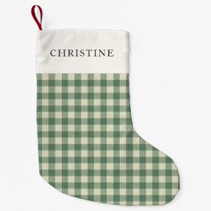 Rustic Green Gingham Modern Kerstmis Kleine Kerstsok