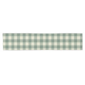 Rustic Green Gingham Modern Kerstmis Korte Tafelloper (Horizontaal)