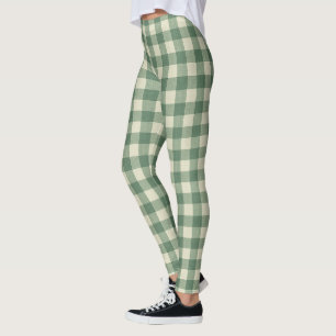 Rustic Green Gingham Modern Kerstmis Leggings