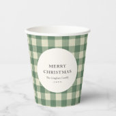 Rustic Green Gingham Modern Kerstmis Papieren Bekers (Voorkant)