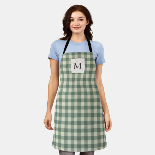 Rustic Green Gingham Modern Kerstmis Schort