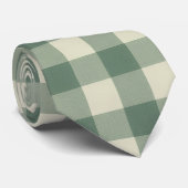 Rustic Green Gingham Modern Kerstmis Stropdas (Opgerold)