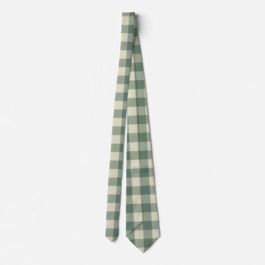 Rustic Green Gingham Modern Kerstmis Stropdas (Achterkant)