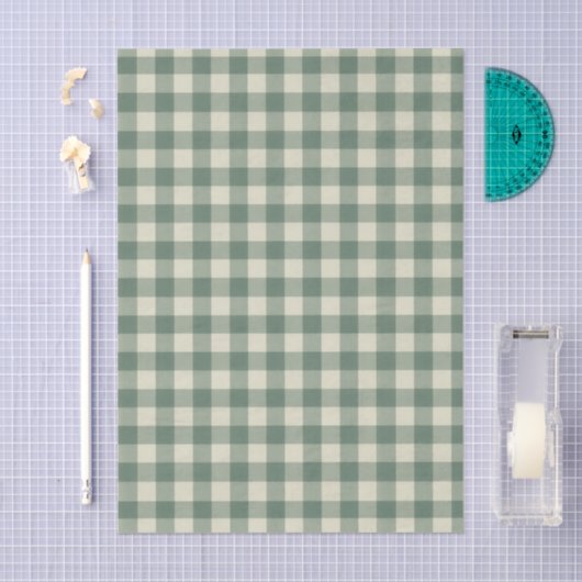 Rustic Green Gingham Modern Kerstmis Tissuepapier (Craft)