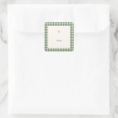 Rustic Green Gingham Modern Kerstmis Vierkante Sticker (Tas)