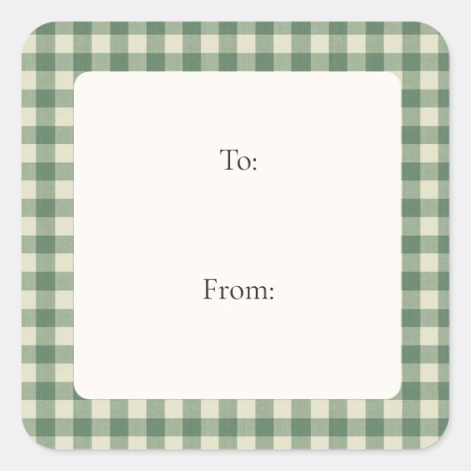 Rustic Green Gingham Modern Kerstmis Vierkante Sticker (Voorkant)