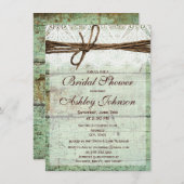 Rustic Green Grange Bois Bridal Douche Invitations (Devant / Derrière)
