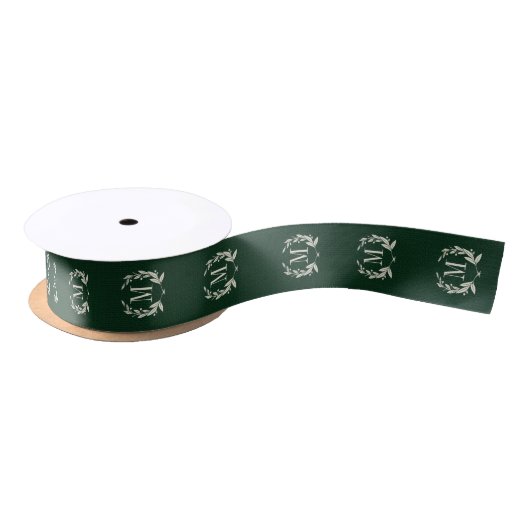 Rustic Green Holiday Laurel Krans Monogram Lint (Spoel)