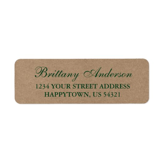 Rustic Green Kraft Wedding Return Label (Voorkant)