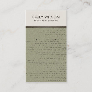 RUSTIC GREEN KRAFT WHITE STUD EARRING DISPLAY CARD VISITEKAARTJE