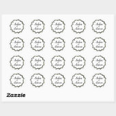Rustic Green Leafy Wreath Wedding Ronde Sticker (Vel)