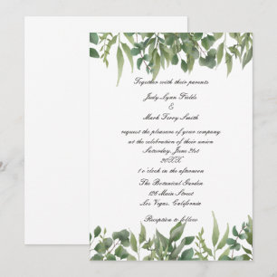 Rustic Green Leaves Greenery Foliage Wedding Kaart