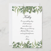 Rustic Green leest Greenery Foliage Maid of Honor Kaart (Voorkant)