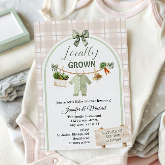 Rustic Green Locally Grown Baby Shower Invitation  Kaart