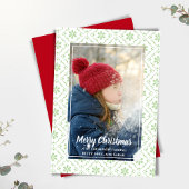 Rustic Green Merry Christmas One Foto Feestdagenkaart