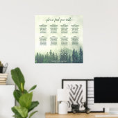 Rustic Green Mountain Pines 8 Table Seating Chart Poster (Thuiskantoor)