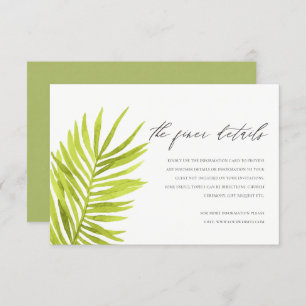 RUSTIC GREEN PALM LEAF FOLIAGE WEDDING DETAIL KAART