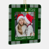 Rustic Green Photo Pset-kerstversier Keramisch Ornament (Rechts)