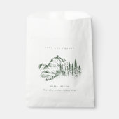 Rustic Green Pine Bossen Mountain Sketch Wedding Bedankzakje (Voorkant)