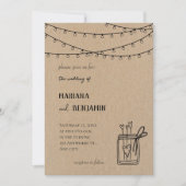 Rustic Green Pine Branch Wedding Invitation Kaart (Voorkant)