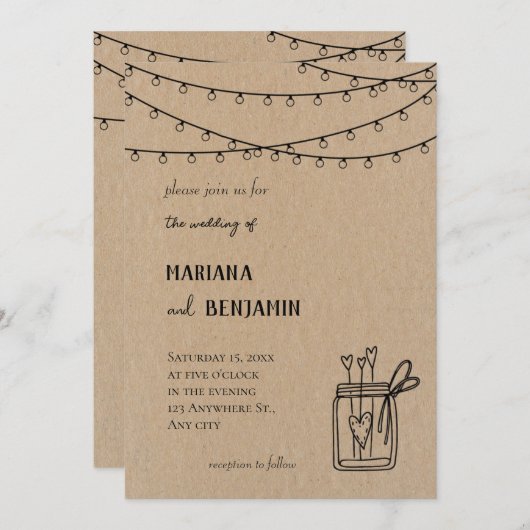 Rustic Green Pine Branch Wedding Invitation Kaart (Voorkant / Achterkant)