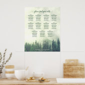 Rustic Green Pine Trees 11 Table Seating Chart Poster (Keuken)