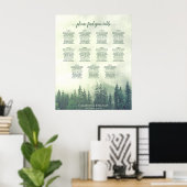 Rustic Green Pine Trees 11 Table Seating Chart Poster (Thuiskantoor)