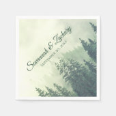 Rustic Green Pine Trees Waterverf Wedding Servet (Voorkant)