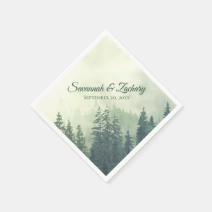 Rustic Green Pine Trees Waterverf Wedding Servet
