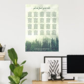 Rustic Green Pines 20 Table Wedding Seating Chart Poster (Thuiskantoor)