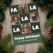 Rustic Green Plaid Fa La La Custom Photo Christmas Feestdagenkaart