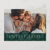 Rustic Green Plaid Foto Feestdagenkaart (Voorkant)