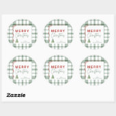 Rustic Green Plaid Vrolijke Kerst Sticker (Vel)