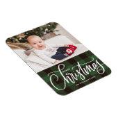 Rustic Green Pset Merry-kerstfoto Magneet (Rechterzijde)