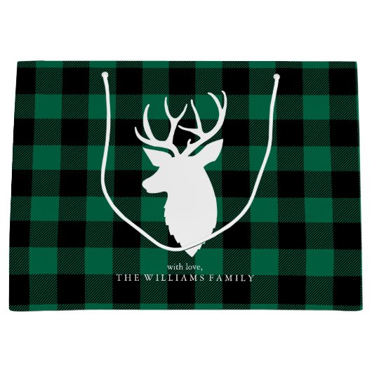 Rustic Green Pset Pattern Kerstmis Groot Cadeauzakje (Voorkant)