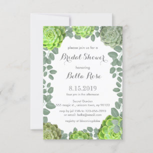 Rustic Green Succulents Bridal Shower Invitations Kaart