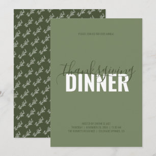 Rustic Green Thanksgiving Dîner de fête Invitation