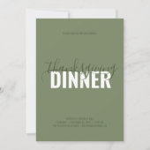 Rustic Green Thanksgiving Dinner Party Invitation Kaart (Voorkant)