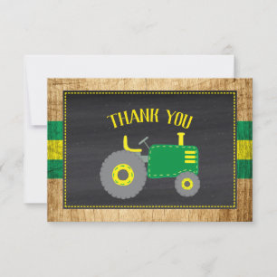 Rustic Green Tractor Baby shower Dank u Bedankkaart